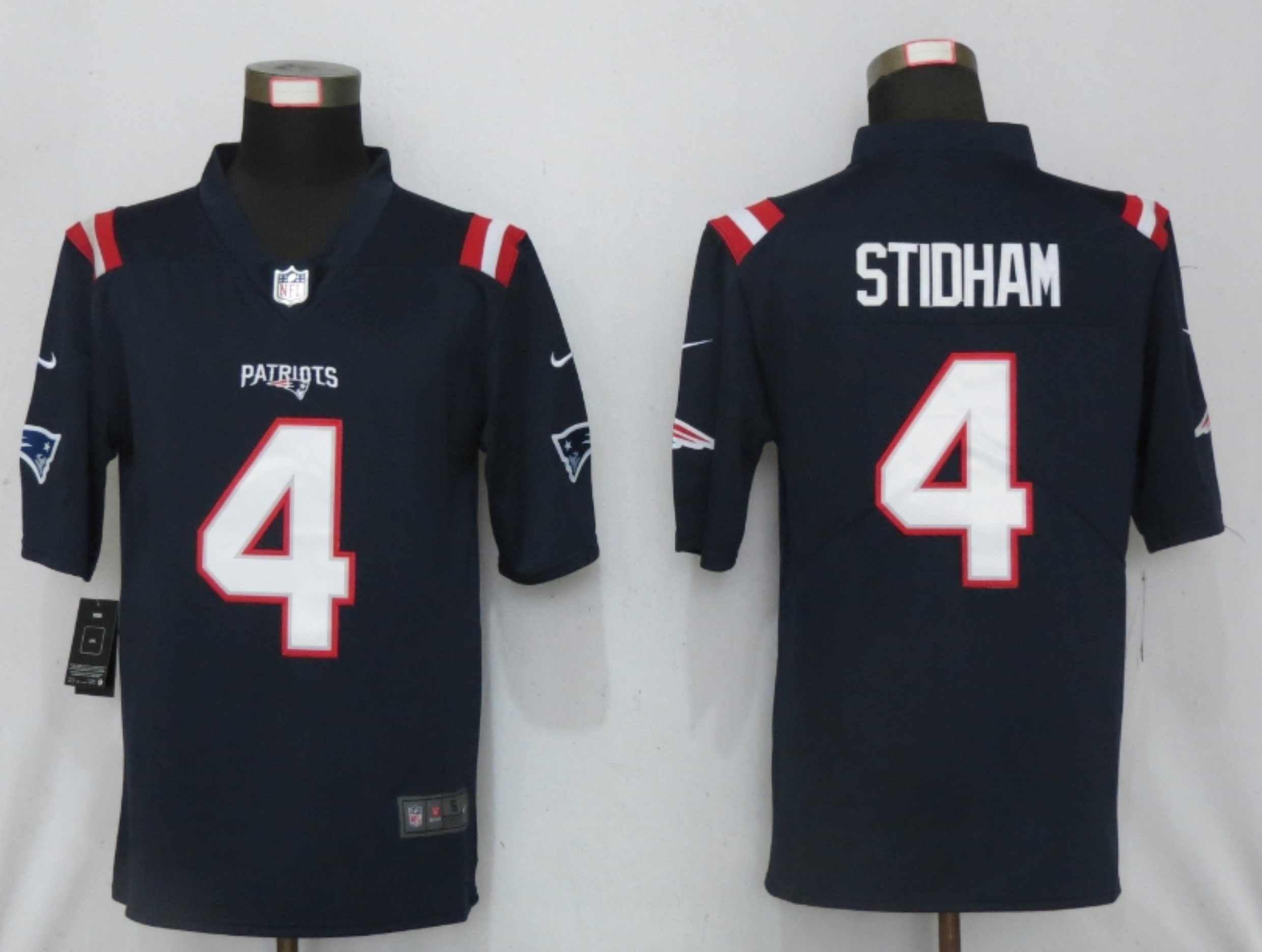Men New Nike New England Patriots #4 Stidham Nike Blue Game Jersey->los angeles lakers->NBA Jersey